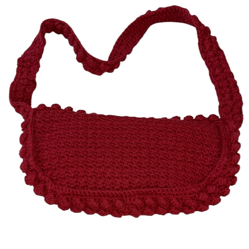 Handcrafted Red Crochet Shoulder Bag - Picture 2 of 7
